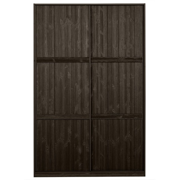 Tmavohnedá šatníková skriňa z borovicového dreva s posuvnými dverami 139x215 cm Katoi – BePureHome