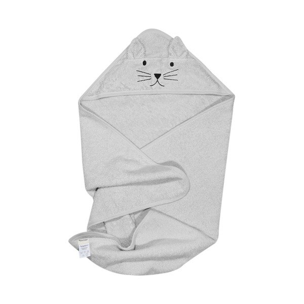 Sivý bavlnený detský uterák s kapucňou Kindsgut Cat-image-2