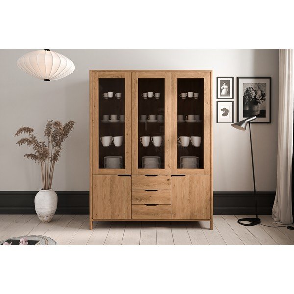 Vitrína z dubového dreva v prírodnej farbe 140x188 cm Twig – The Beds-image-1