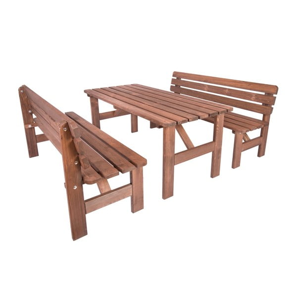 Hnedá drevená záhradná lavica Miriam – Rojaplast-image-3