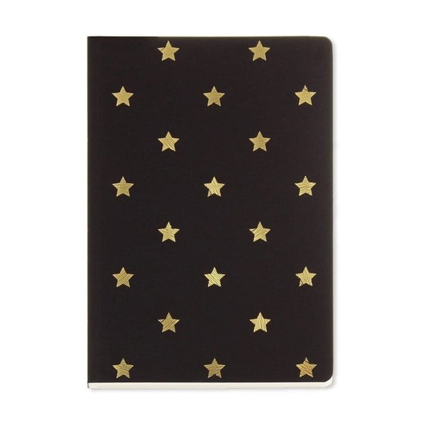 Zápisník Go Stationery Gold Stars Black