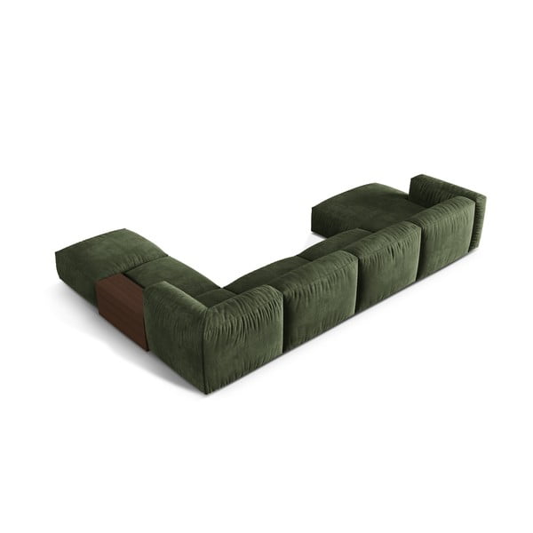 Zelená zamatová modulárna rohová pohovka (pravý roh/do tvaru "U") Martina – Micadoni -image-2