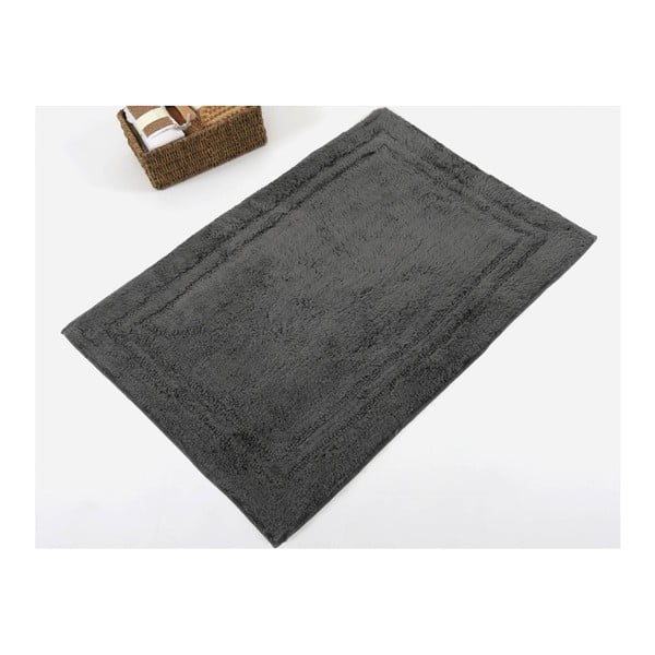 Čierna ručne tkaná kúpeľňová predložka z prémiovej bavlny Margot, 60 x 90 cm