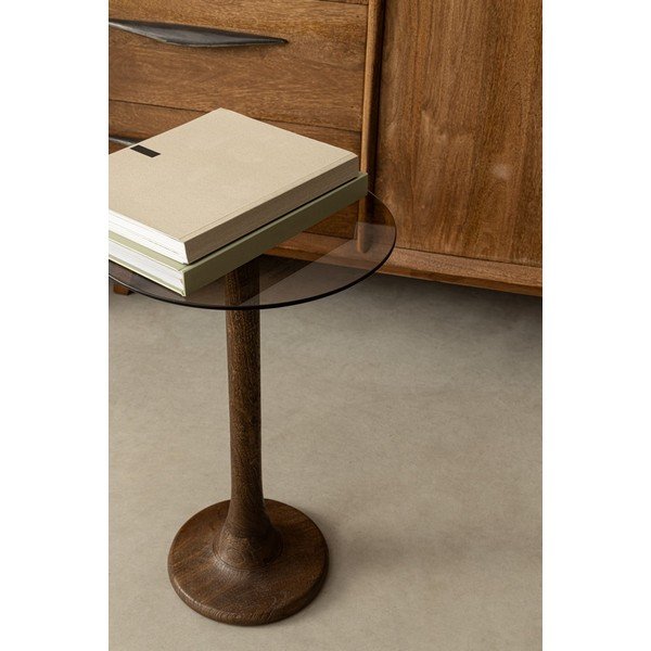 Okrúhly odkladací stolík so sklenenou doskou ø 35 cm Aberdeen – Bizzotto-image-1