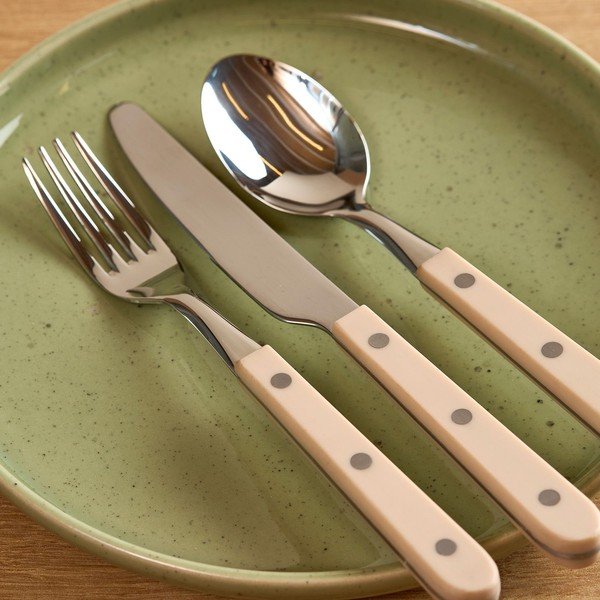 Béžový/v striebornej farbe antikoro príbor 16 ks pre 4 osoby Sierra – Salt&Pepper-image-1