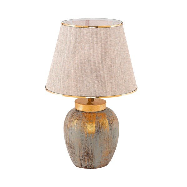 Krémovobiela/v zlatej farbe stolová lampa s textilným tienidlom (výška  47 cm) Yakamoz – Opviq lights