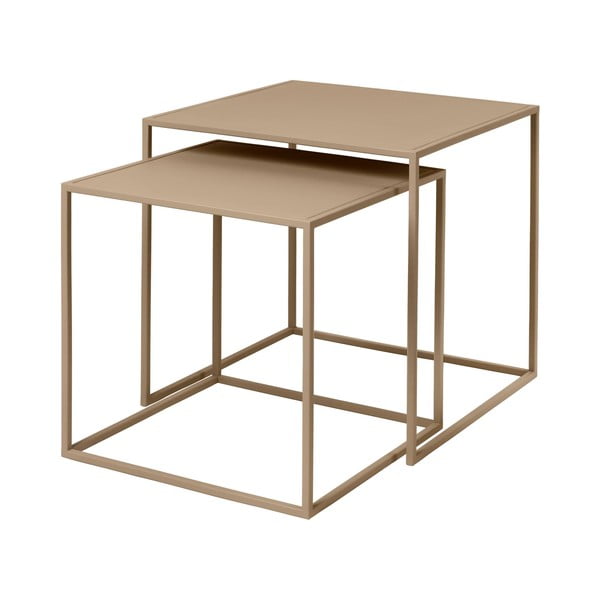 Béžové kovové konferenčné stolíky v súprave 2 ks 40x40 cm Fera – Blomus