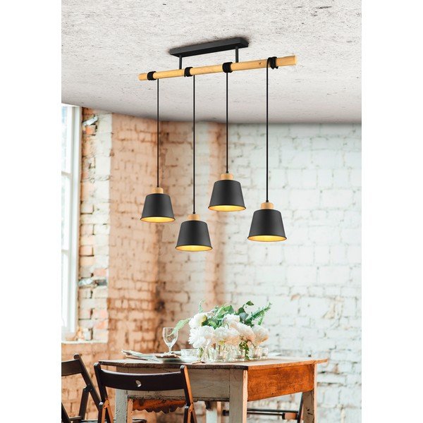 Závesné svietidlo v čierno-prírodnej farbe s kovovým tienidlom ø 18 cm Harris – Trio-image-4