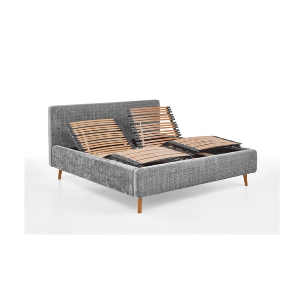 Svetlosivá čalúnená dvojlôžková posteľ s roštom 180x200 cm Primavera – Meise Möbel-image-2