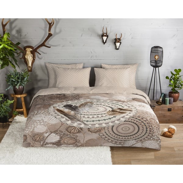 Hnedé flanelové obliečky na jednolôžko 140x200 cm Ringhda – HIP-image-1