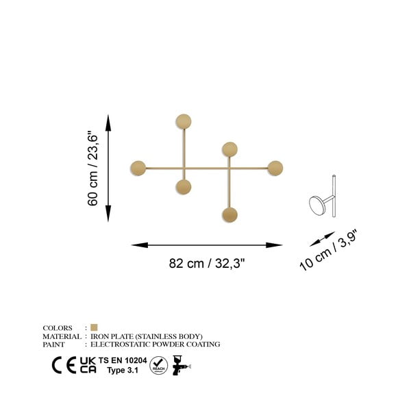Kovový nástenný vešiak v zlatej farbe Dama-A – Kalune Design-image-4