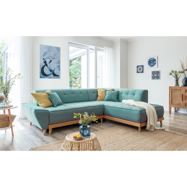 Tyrkysovomodrá rozkladacia rohová pohovka (pravý roh) Dazzling Daisy – Miuform-image-3