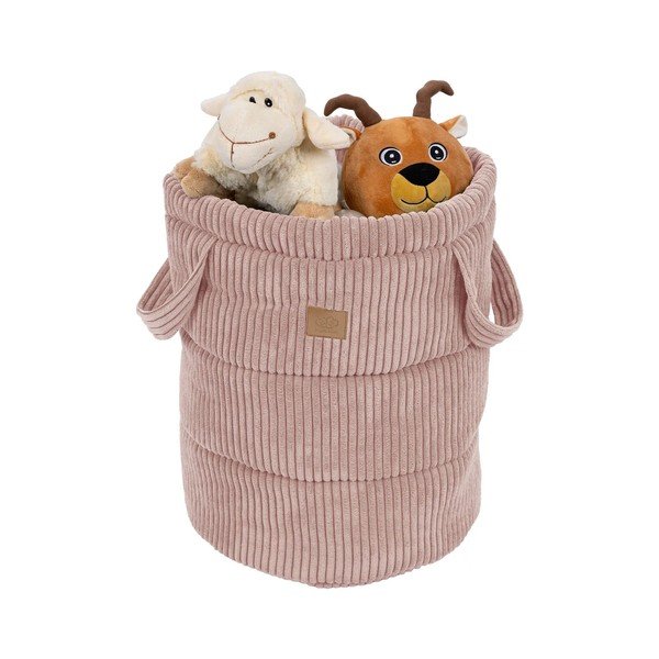 Ružový látkový detský kôš na hračky ø 39x50 cm – Meowbaby-image-1