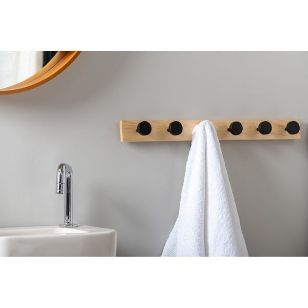 Čierny nástenný vešiak z borovicového dreva Knobs – PT LIVING-image-1