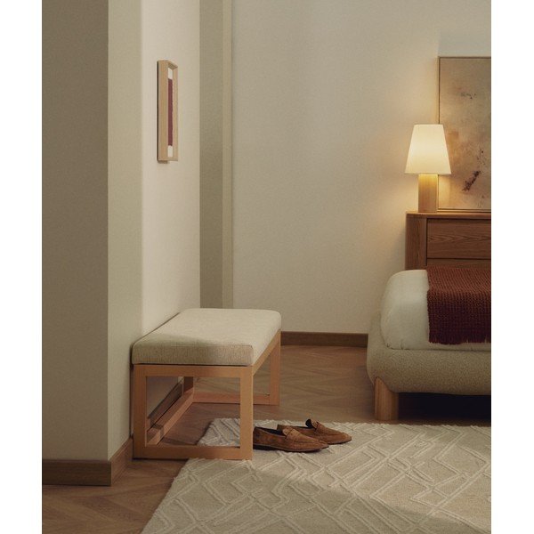 Béžová/v prírodnej farbe polstrovaná lavica Loya – Kave Home-image-1
