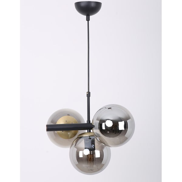 Čierne/sivé závesné svietidlo so skleneným tienidlom ø 15 cm Cascade – Squid Lighting-image-3