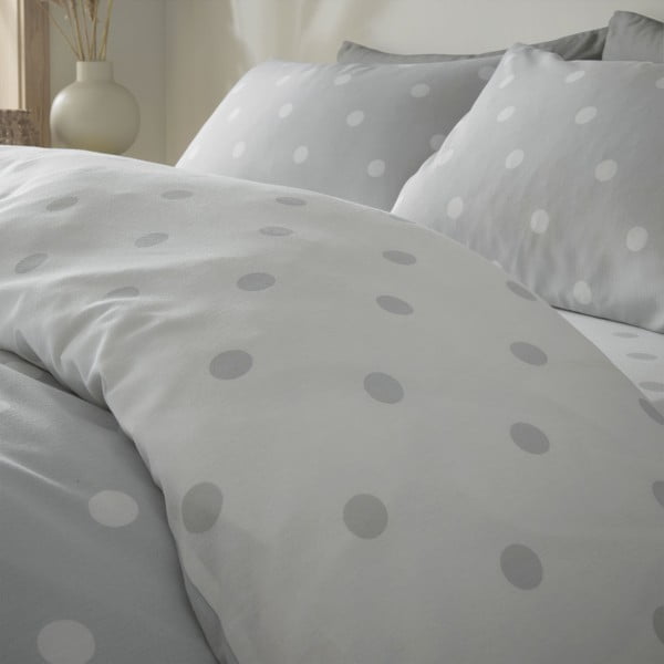 Biele/svetlosivé obliečky na jednolôžko 135x200 cm – Catherine Lansfield-image-2
