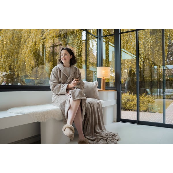 Taupe župan z mikroplyšu veľkosť S/M Pippa – Tiseco Home Studio-image-3