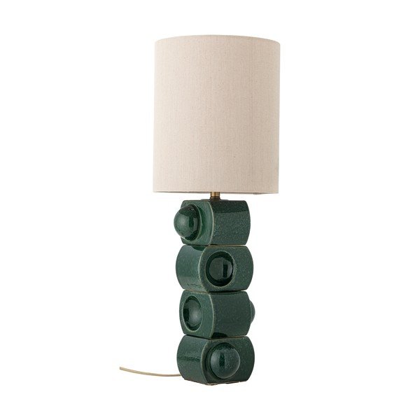 Zelená/krémovobiela keramická stolová lampa s textilným tienidlom (výška  68 cm) Brady – Bloomingville