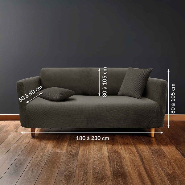 Antracitový 3-miestny napínací poťah na pohovku Sacha – douceur d'intérieur-image-2