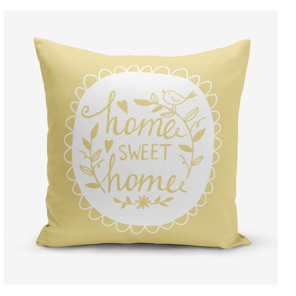 Žltá obliečka na vankúš Minimalist Cushion Covers Home Sweet Home, 45 × 45 cm