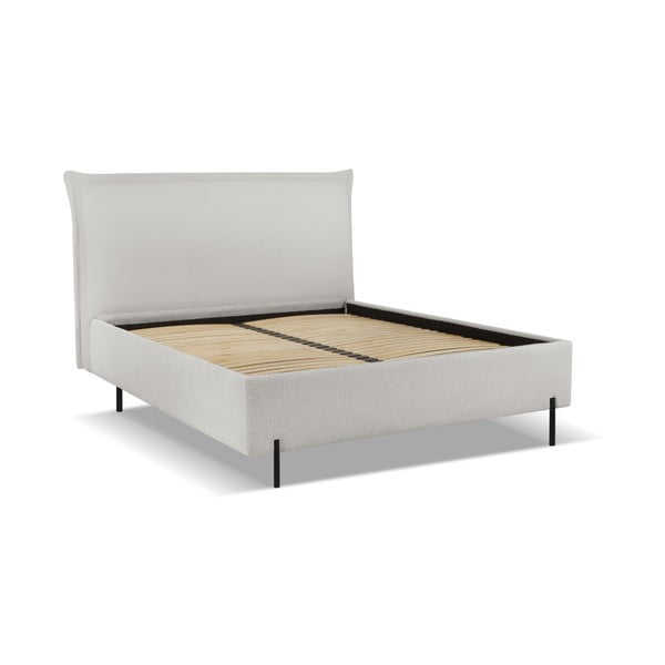Svetlosivá čalúnená dvojlôžková posteľ s úložným priestorom a roštom 160x200 cm Armie – Milo Casa