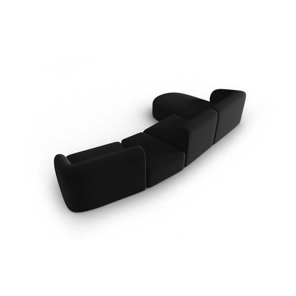 Čierna zamatová rohová pohovka (ľavý roh/s leňoškou) Paolo – Milo Casa-image-3