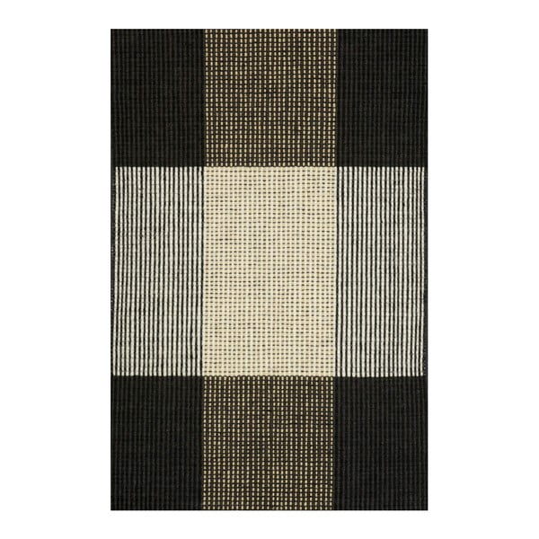 Sivo-hnedý ručne tkaný vlnený koberec Linie Design Bologna, 50 × 80 cm