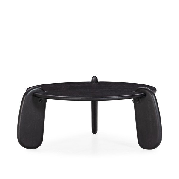 Čierny okrúhly konferenčný stolík z mangového dreva ø 80 cm Tamira – MOME-image-2