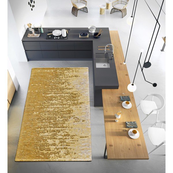 Okrovožltý umývateľný behúň 55x115 cm Tamigi Oro – Floorita-image-1