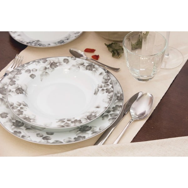 Dezertné porcelánové taniere v bielej a svetlosivej farbe v súprave 6 ks ø 19 cm Foliage gray – Villa Altachiara-image-1