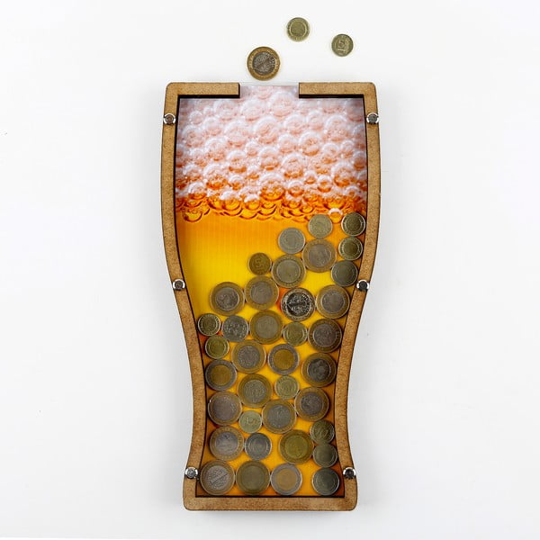 Dekoratívny rámik/pokladnička s plexisklom v tvare piva