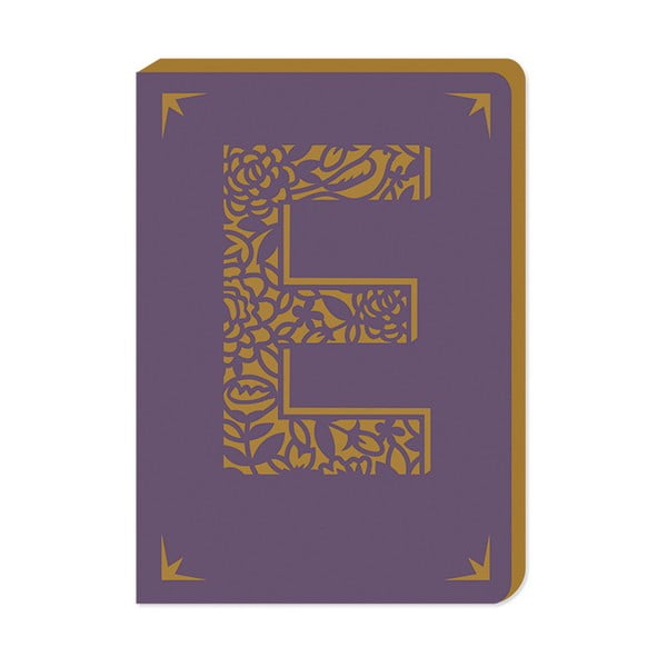 Linajkový zápisník A6 s monogramom Portico Designs E, 160 stránok