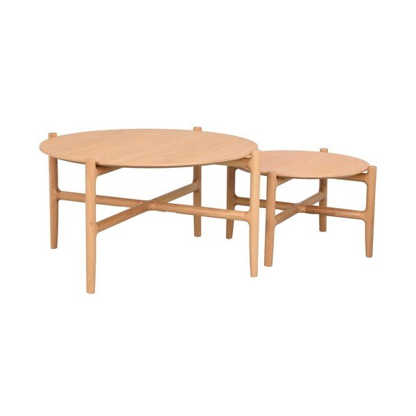Prírodný odkladací stolík z dubového dreva Rowico Holton, ø 80 cm-image-4