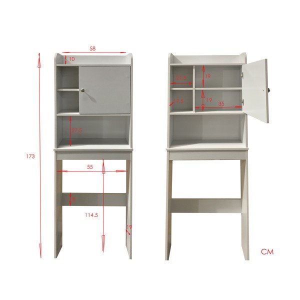 Biela vysoká skrinka nad práčku/WC 58x173 cm Laundry – Tomasucci-image-4