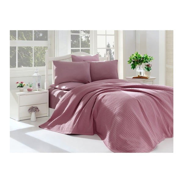 Fialový posteľný set z bavlny na dvojlôžko, 220 × 240 cm