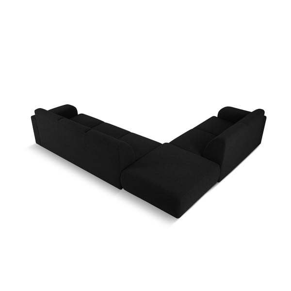 Čierna rohová pohovka z textílie bouclé (ľavý roh) Molino – Micadoni Home-image-3