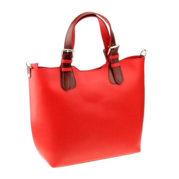 Červená kožená kabelka Florence Cembro