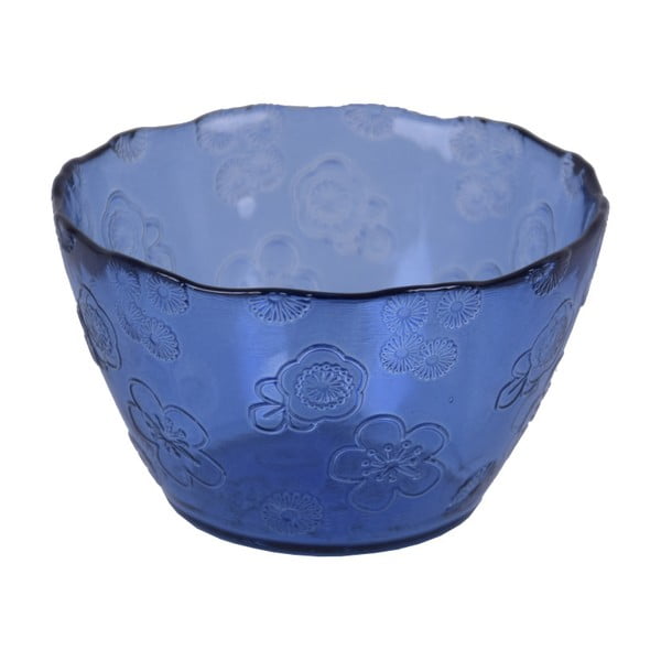 Modrá sklenená miska Ego Dekor Flora, 14 cm