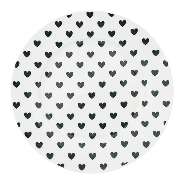 Keramický tanier Miss Étoile Black Hearts, ⌀ 25 cm
