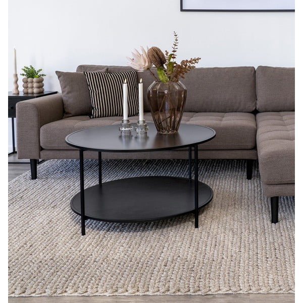 Čierny okrúhly konferenčný stolík s čiernou doskou ø 80 cm Vita – House Nordic-image-1