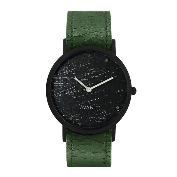 Čierne unisex hodinky so zeleným remienkom South Lane Stockholm Avant Raw