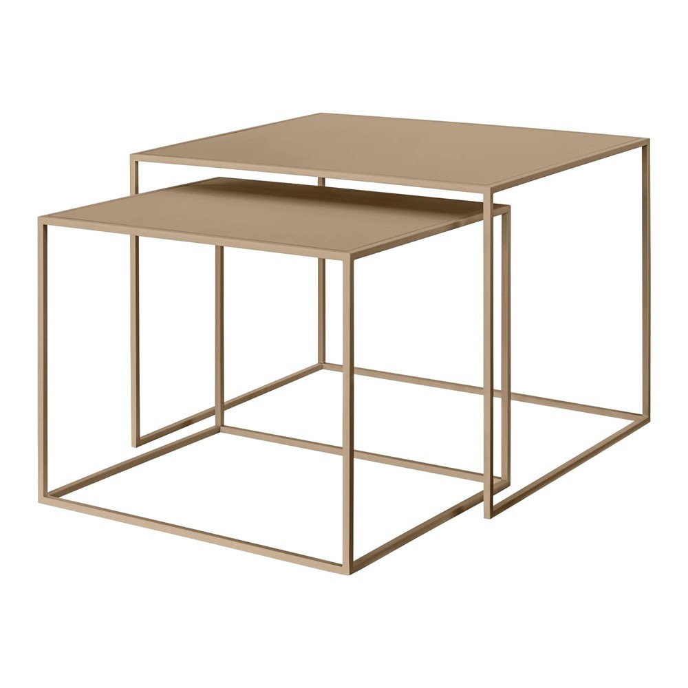 E-shop Svetlohnedé kovové konferenčné stolíky v súprave 2 ks 50x60 cm Fera – Blomus