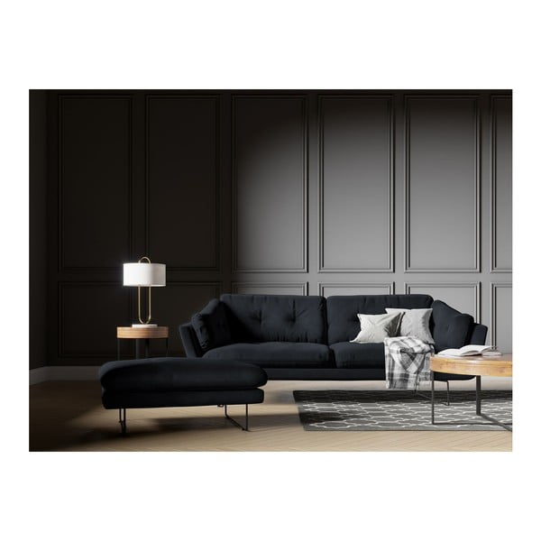 Tmavomodrý puf so zamatovým poťahom Windsor & Co Sofas Gravity-image-3