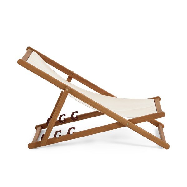 Krémovobiele skladacie plážové ležadlo z akáciového dreva Kave Home Adredna-image-4