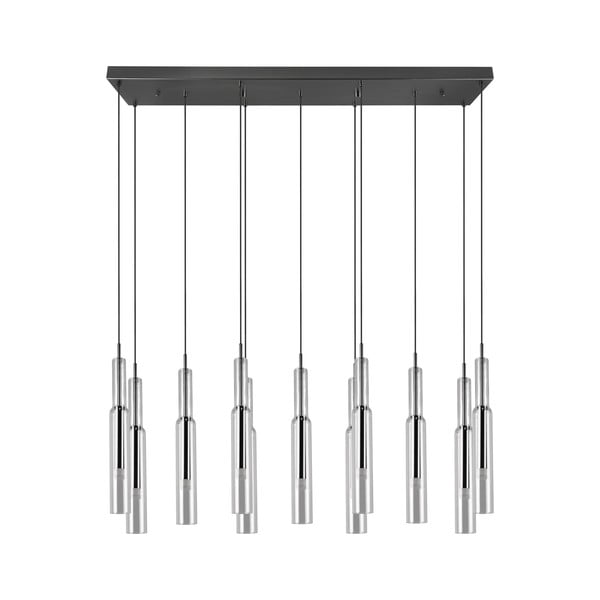 LED závesné svietidlo so skleneným tienidlom v čierno-striebornej farbe Lucent – Trio Select