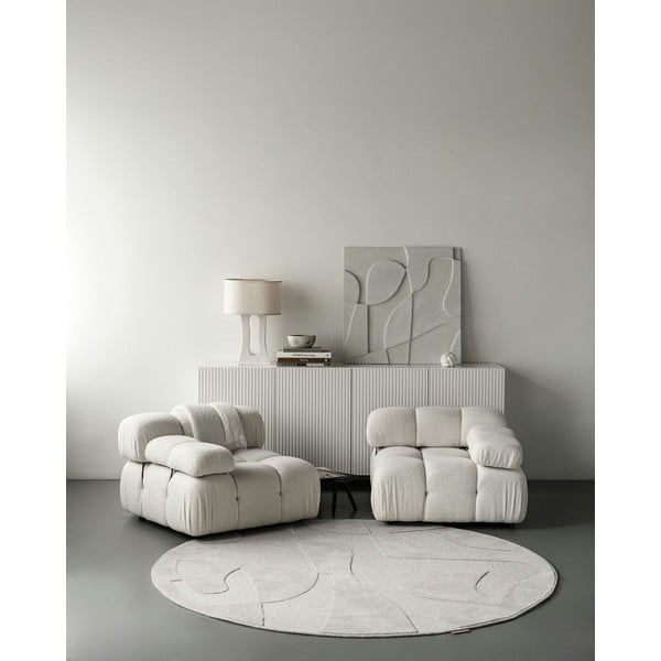 Svetlosivý vlnený okrúhly koberec ø 120 cm Morphic Botanica – Agnella-image-1