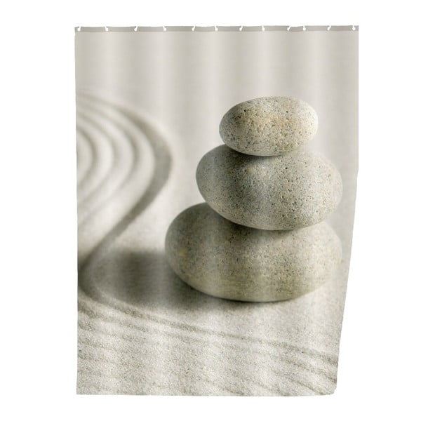 Sivý sprchový záves Wenko Sand, 180 × 200 cm