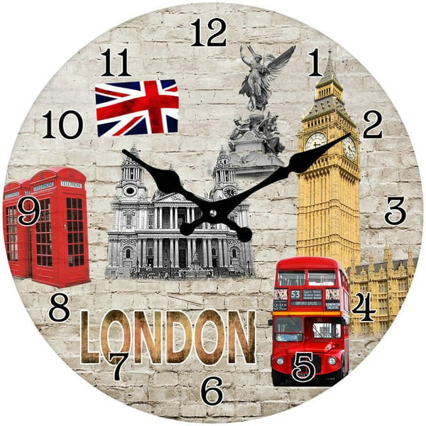 Sklenené hodiny Dominanty Londýna, 34 cm