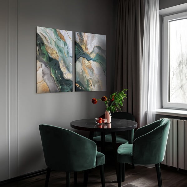 Obrazy s ručne maľovanými prvkami v súprave 2 ks 50x70 cm Aventurine – Styler-image-2